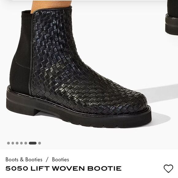 Stuart Weitzman 5050 Lift Woven Leather Bootie - Picture 2 of 8